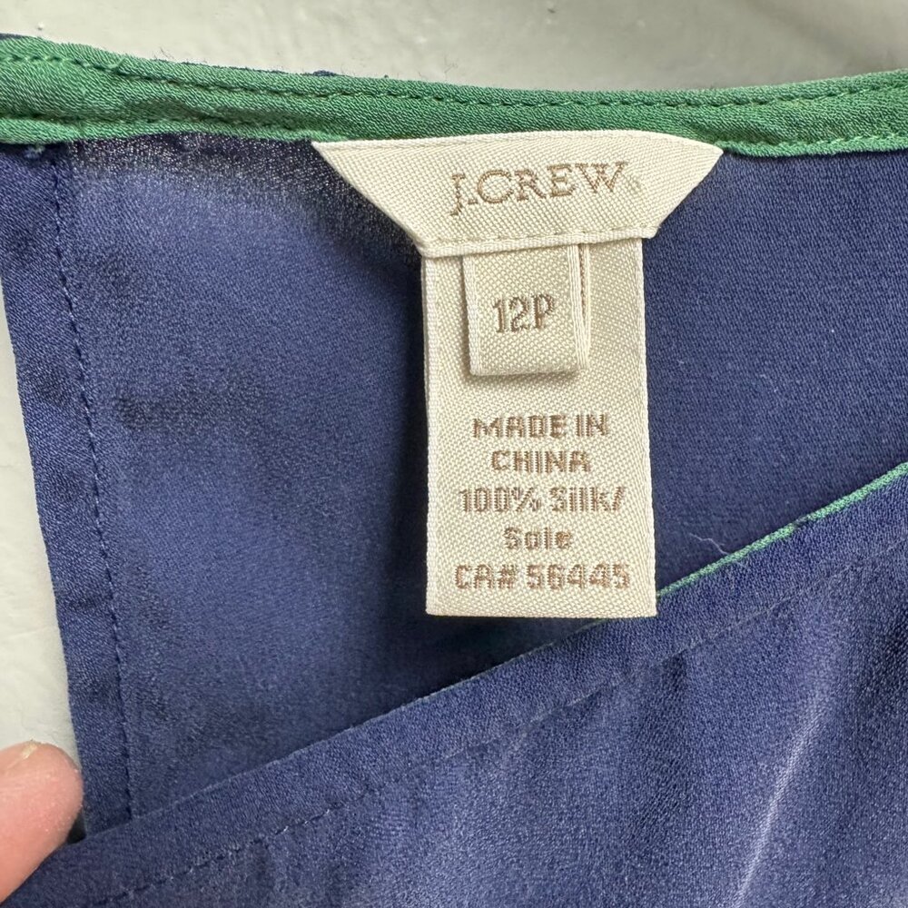 Brand J.Crew size 12 P silk women’s navy blouse